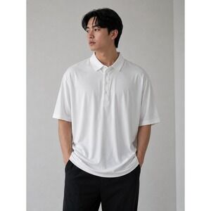 NEW Collars & Co Dress Collar Polo Mens 2XL White Relaxed Short Sleeve Firm